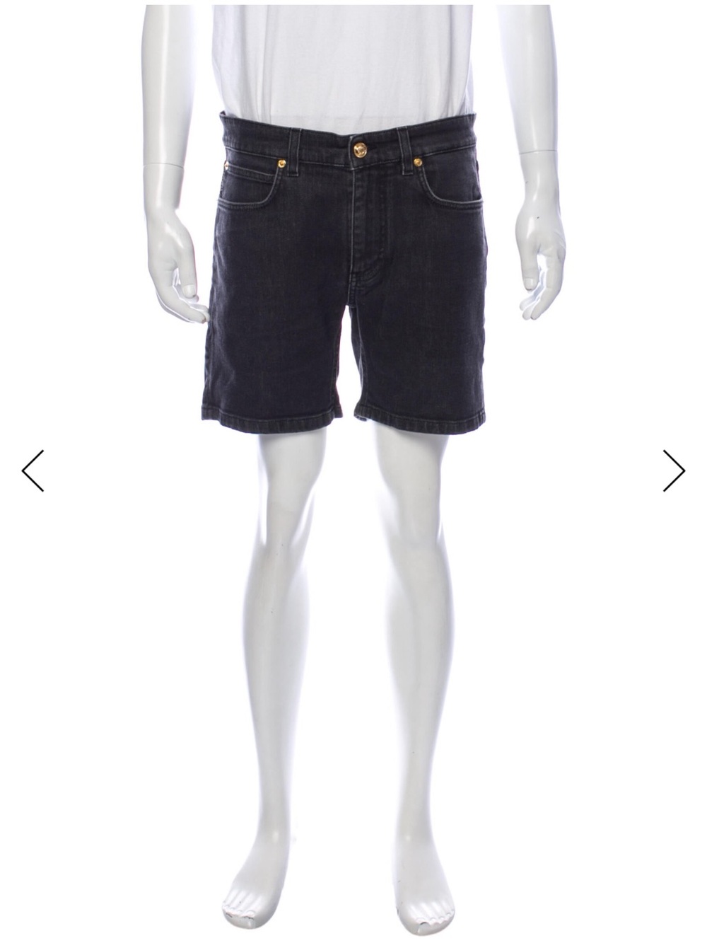 Versace Black Denim Shorts with Gold Accents - Picture 4 of 13